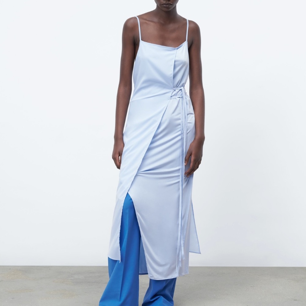 Zara Powder Blue Strappy Gauze Dress